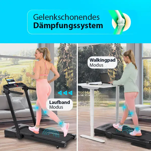 Laufband 2in1 schwarz: 
Sanft zu Deinen Gelenken

